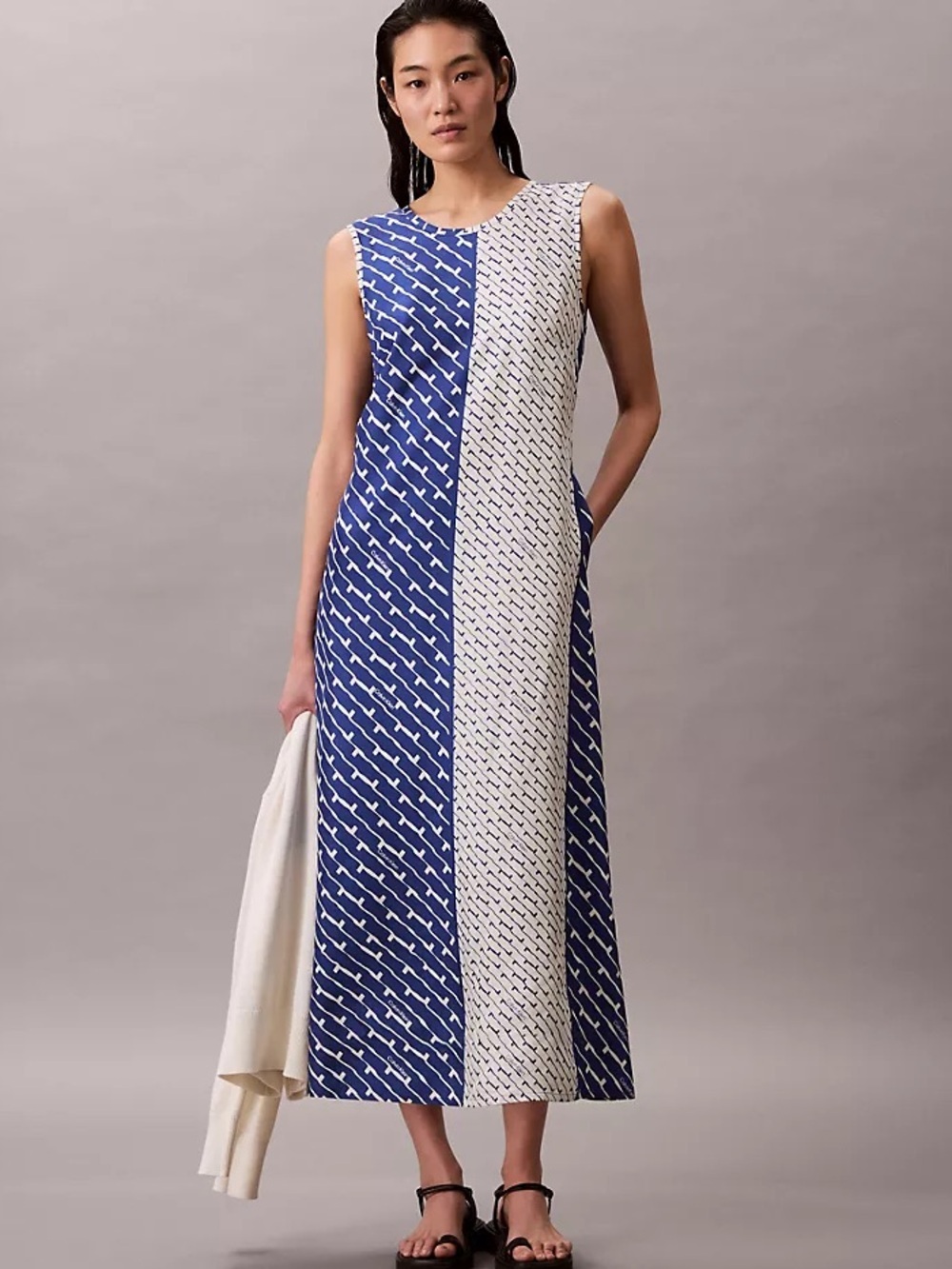 Calvin Klein Printed Color-Block Sleeveless Dress Size Small